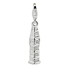 Sterling Silver 3-D Clock Tower with Lobster Clasp Charm