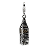 Sterling Silver 3-D Antiqued Big Ben Charm with Lobster Clasp