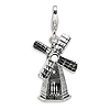 Sterling Silver 3-D Enameled Moveable Windmill Charm