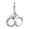 Sterling Silver 3-D Movable Hand Cuffs Charm with Clasp
