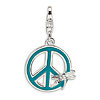 Sterling Silver Enamel Peace Sign with Dragonfly Charm