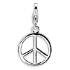 Sterling Silver Small Peace Sign Charm with Lobster Clasp