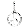 Sterling Silver Large Peace Sign Charm with Lobster Clasp
