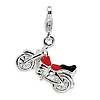 Sterling Silver 3-D Enameled Motorcycle Charm
