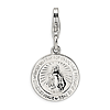 Sterling Silver Round Miraculous Medal Charm 5/8in with Lobster Clasp