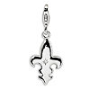 Sterling Silver CZ Fleur de Lis with with Lobster Clasp Charm