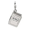 Sterling Silver 3-D Enameled Bible Charm with Lobster Clasp