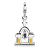 Sterling Silver 3-D Enameled Church with Moving Bell Charm