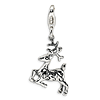 Sterling Silver 3-D Reindeer Charm with Lobster Clasp