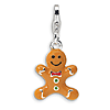 Sterling Silver 3-D Enameled Gingerbread Cookie Charm