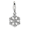 Sterling Silver CZ Snowflake Charm with Lobster Clasp