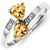 Sterling Silver .76 ct Citrine Two Hearts Ring