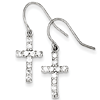 Sterling Silver 5/8in Cubic Zirconia Cross Earrings