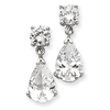 Sterling Silver CZ Pear Shaped Dangle Earrings