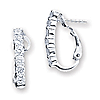Sterling Silver Cubic Zirconia J Hoop Earrings with Omega Backs