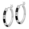 Sterling Silver Onyx Inlay Hoop Earrings