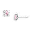Sterling Silver Kid's Pink CZ Butterfly Post Earrings