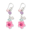 Sterling Silver Agate and Blue Topaz Cherry Quartz Flower Earrings