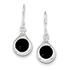 Sterling Silver Onyx Disc Earrings with French Wire