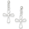 Sterling Silver Cubic Zirconia Rounded Cross Earrings