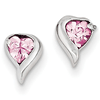 Sterling Silver Pink CZ Heart Earrings