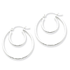 Sterling Silver Inset Hoop Earrings 1in