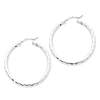 Sterling Silver 1 5/8in Diamond-cut Satin Hoop Earrings