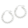 7/8in Beaded Hoop Earrings - Sterling Silver