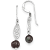 Sterling Silver Black Cultured Pearl Filigree Dangle Earrings