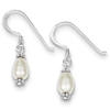 Sterling Silver White Cultured Pearl Antiqued Bead Dangle Earrings