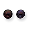 Sterling Silver 6.5mm Black Cultured Pearl Button Earrings