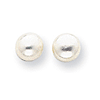Sterling Silver 6.5mm White Cultured Pearl Button Earrings