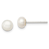 Sterling Silver 5.5mm White Cultured Pearl Button Earrings