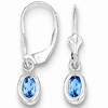 Sterling Silver 6x4mm Oval Blue Topaz Earrings