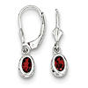 Sterling Silver 6x4mm Oval Garnet Earrings