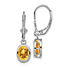 Sterling Silver 2.2 ct tw Oval Citrine Leverback Dangle Earrings