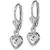Sterling Silver 5mm Heart CZ Leverback Earrings