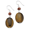 Sterling Silver Tiger Eye and Freshwater Cultured Gold Pearl Earrings