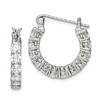 Sterling Silver Fancy CZ Hoop Earrings 3/4n