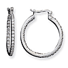 Sterling Silver Cubic Zirconia Hoop Earrings 1 1/4in