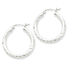 3mm Diamond-cut Hoop Earrings - Sterling Silver