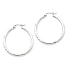 Sterling Silver 2.50mm Satin Diamond-cut Hoop Earrings