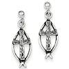 Sterling Silver 7/8in Ichthus Cross Earrings