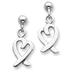 Sterling Silver Ribbon Heart Dangle Earrings