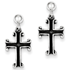 Sterling Silver Antiqued Cross Post Earrings 3/4in