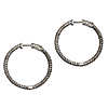 Sterling Silver Black Plated 100 Stone CZ Hoop Earrings