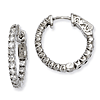 Sterling Silver Cubic Zirconia Inside and Out Hoop Earrings U-Shaped Setting 3/4in