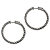 Black Plated Sterling Silver Inside Outside CZ Hoop Earrings 1.25in