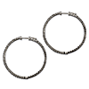 1 1/2in Sterling Silver Black Plated with CZ Hoop Earrings