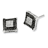 Sterling Silver 0.41 Ct Black and White Diamond Square Earrings
